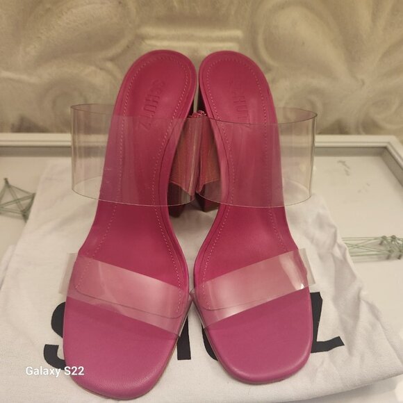 Schutz Pink Leather Block Heels. NWT. Size 8.5 - Picture 5 of 10